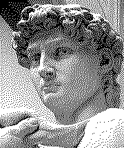 Image of Michaelangelo's David in Floyd-Steinberg dither mono, sourced from Wikipedia