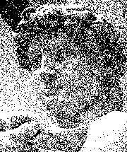 Image of Michaelangelo's David in random dither mono, sourced from Wikipedia