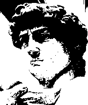 Image of Michaelangelo's David in threshold mono, sourced from Wikipedia